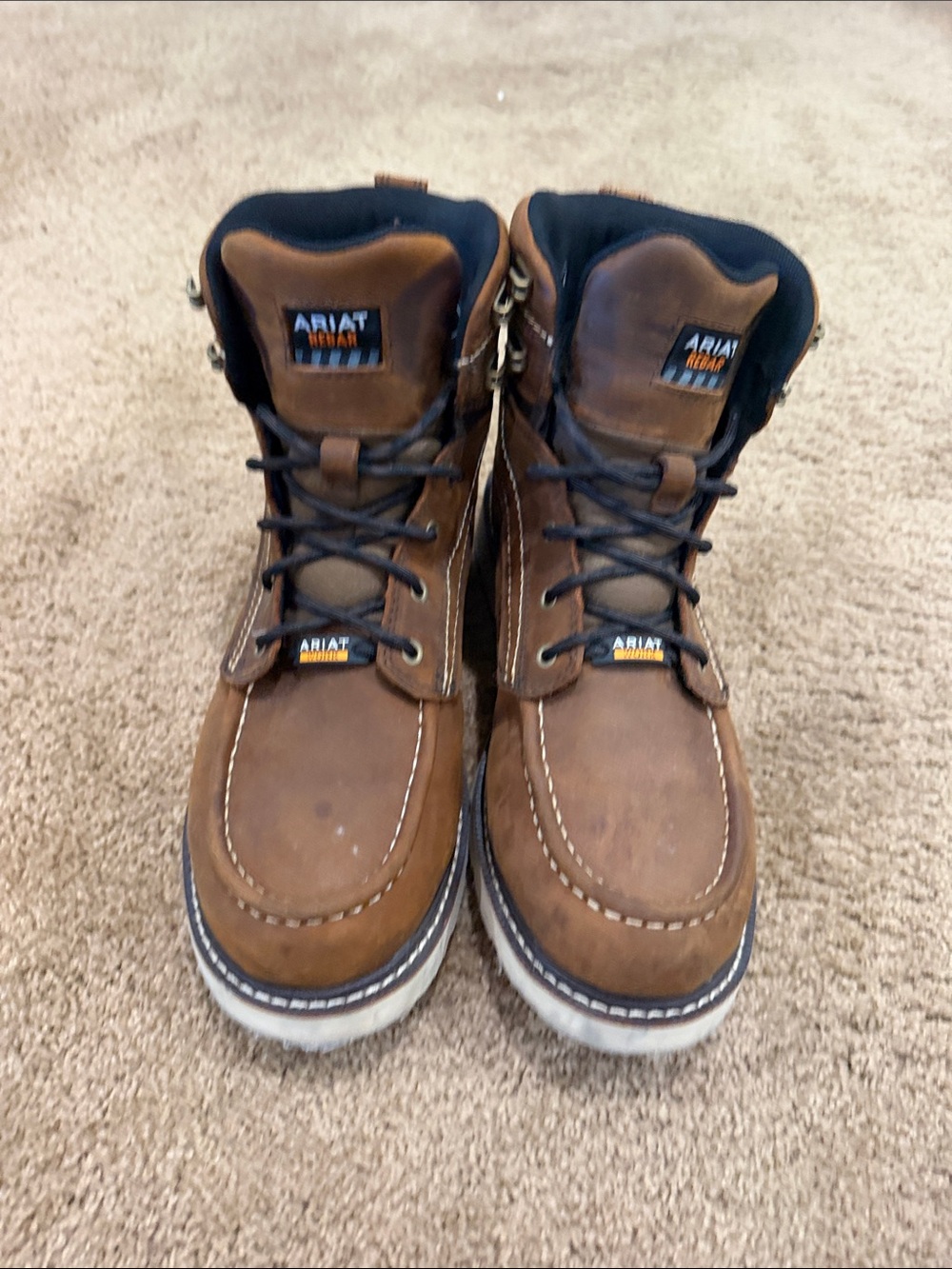 Ariat rebar Brown Lace-Up Moc Toe Work Boots